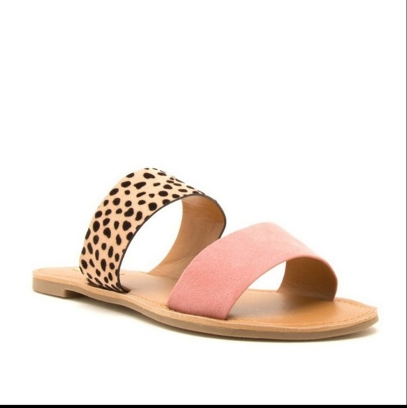 Shoes - LAST PAIR!!  BLUSH ROSE & LEOPARD BANDED SANDALS